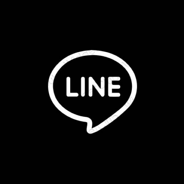 Естетски црн LINE иконе апликација