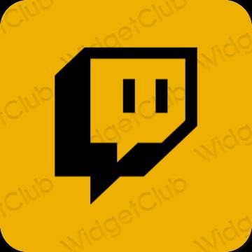 Естетичен оранжево Twitch икони на приложения