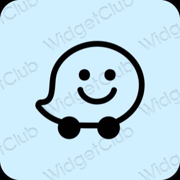 審美的 淡藍色 Waze 應用程序圖標