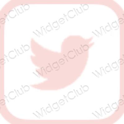 Esteettinen pastelli pinkki Twitter sovelluskuvakkeet