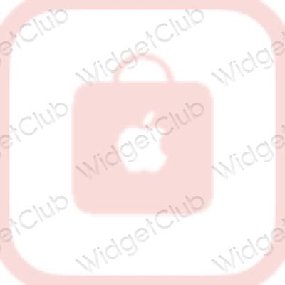 Estetis merah muda pastel Apple Store ikon aplikasi