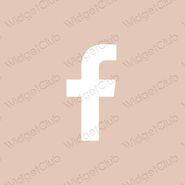 جمالي اللون البيج Facebook أيقونات التطبيق