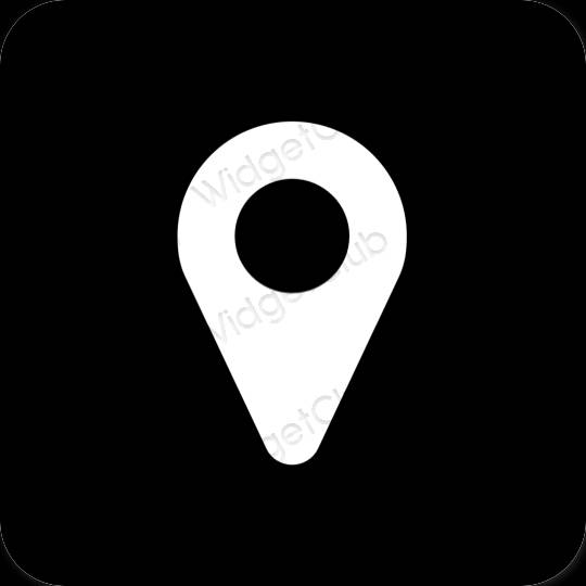 Æstetisk sort Map app ikoner