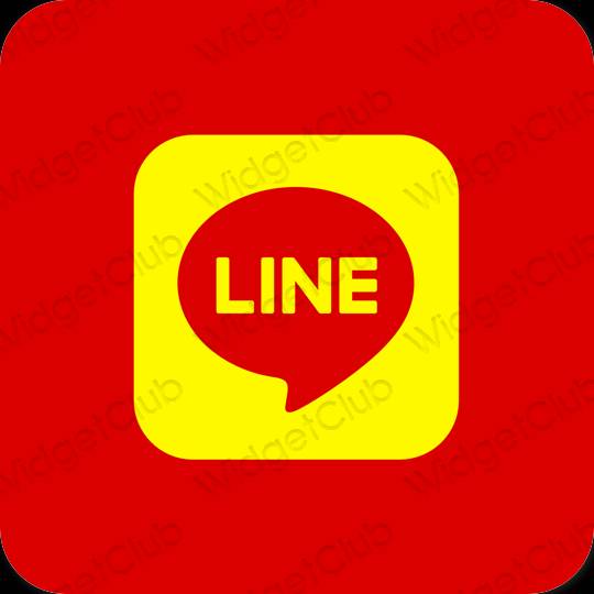 Estetik kırmızı LINE uygulama simgeleri