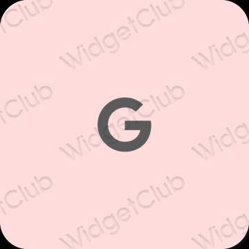 Estetinis pastelinė rožinė Google programėlių piktogramos