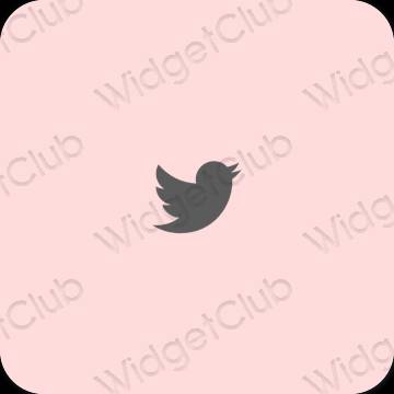 審美的 柔和的粉紅色 Twitter 應用程序圖標