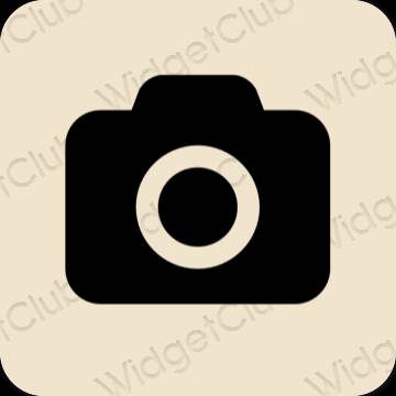 Estetyka beżowy Camera ikony aplikacji