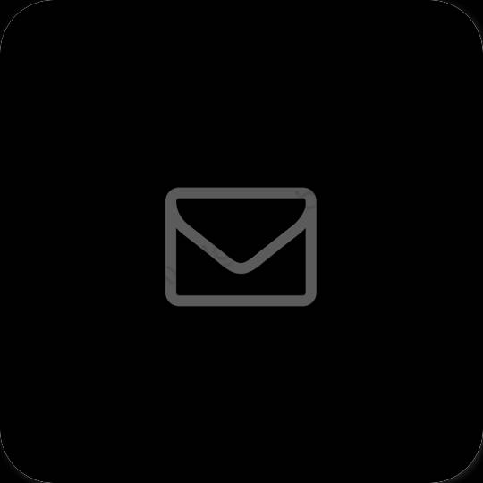 Αισθητικός μαύρος Mail εικονίδια εφαρμογών