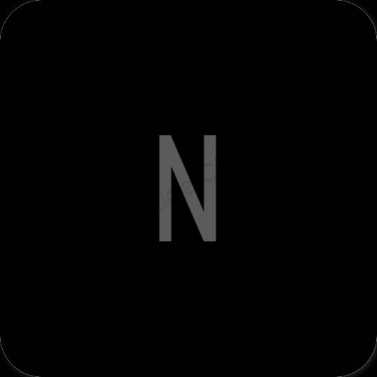 Estetické čierna Netflix ikony aplikácií