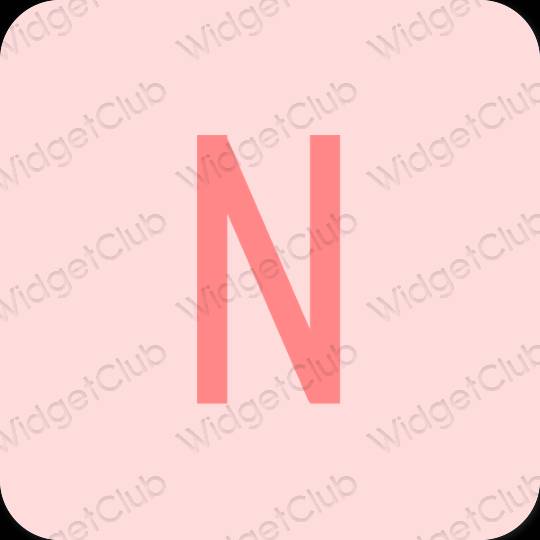 Estetik merah jambu pastel Netflix ikon aplikasi
