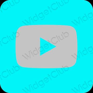 Aesthetic neon blue Youtube app icons