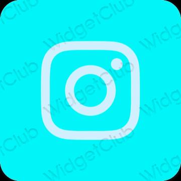 Aesthetic neon blue Instagram app icons