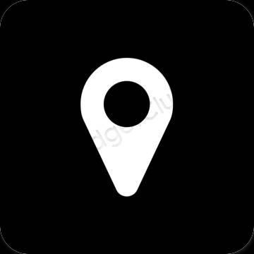 Estetický Černá Google Map ikony aplikací