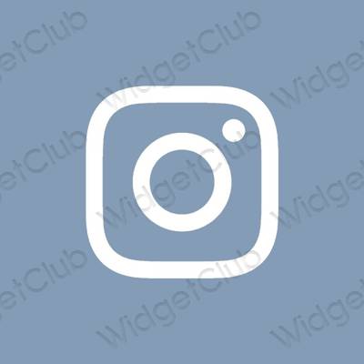 زیبایی شناسی آبی پاستلی Instagram آیکون های برنامه