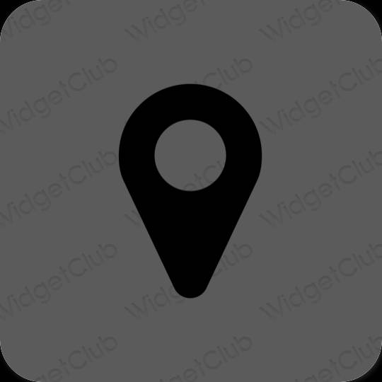 Estetické sivá Map ikony aplikácií