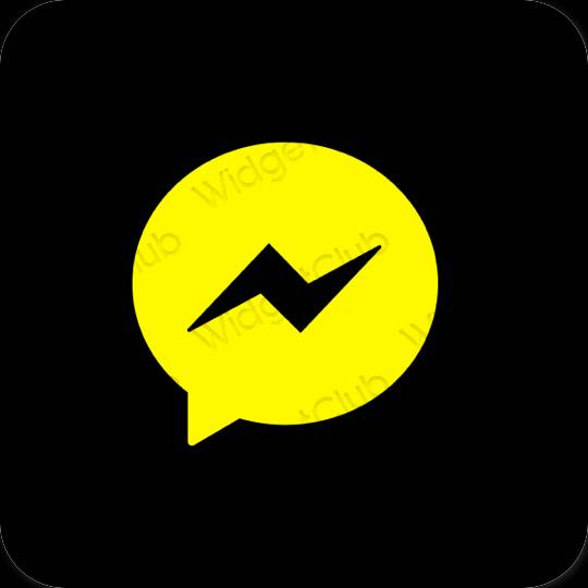 Estetik hitam Messenger ikon aplikasi