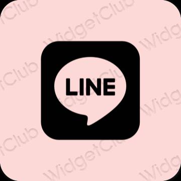 جمالي الوردي الباستيل LINE أيقونات التطبيق