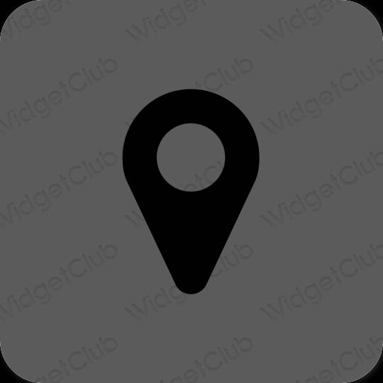 Естетски сива Google Map иконе апликација