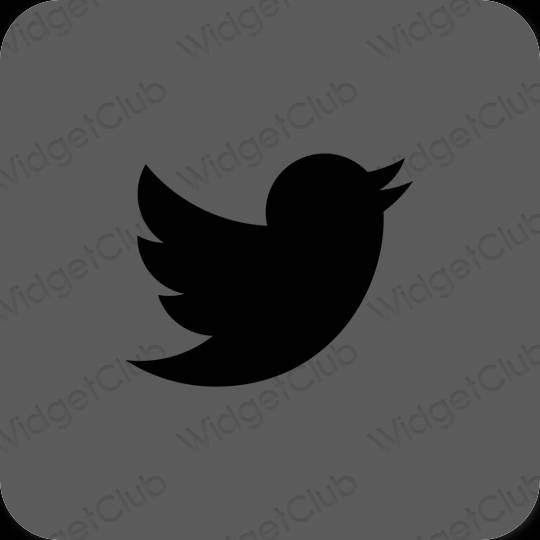 Esztétika szürke Twitter alkalmazás ikonok