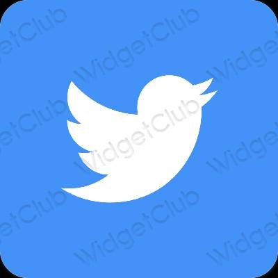 Estetické neónová modrá Twitter ikony aplikácií
