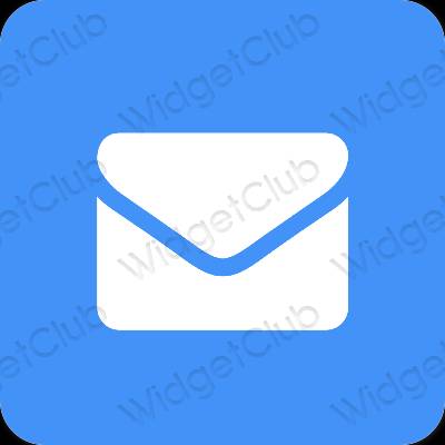 Estetik biru neon Mail ikon aplikasi