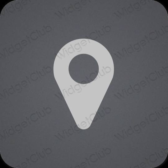 Aesthetic gray Map app icons