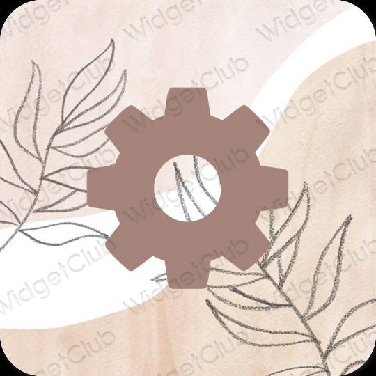 Aesthetic brown Settings app icons