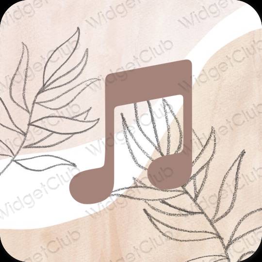 Estético Castanho Apple Music ícones de aplicativos