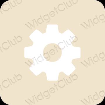 Esthétique beige Settings icônes d'application