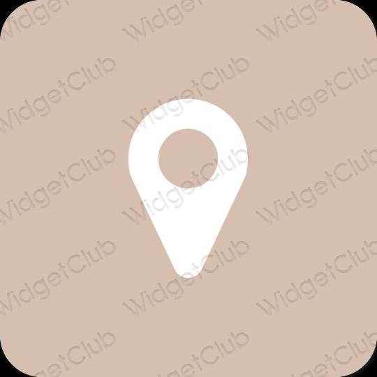 Естетичен бежово Map икони на приложения