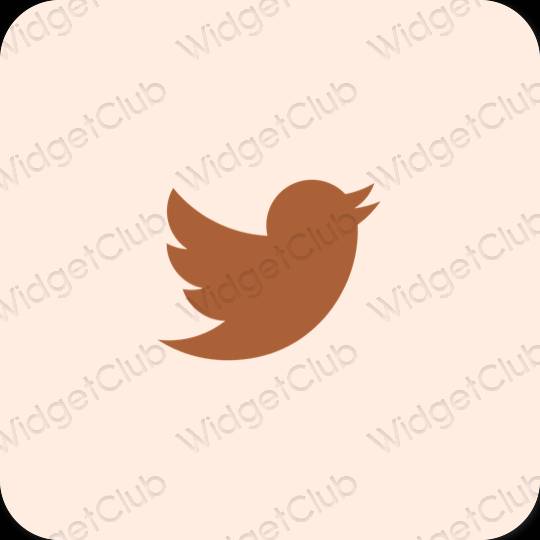 Estético bege Twitter ícones de aplicativos