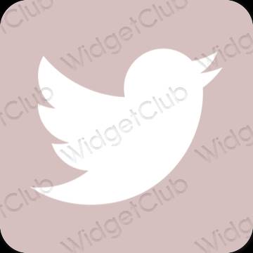 Ästhetisch Pastellrosa Twitter App-Symbole