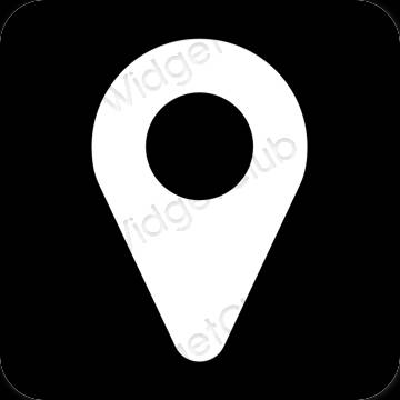Estetyka czarny Google Map ikony aplikacji