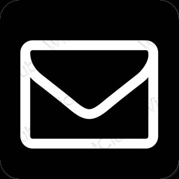 Естетски црн Mail иконе апликација