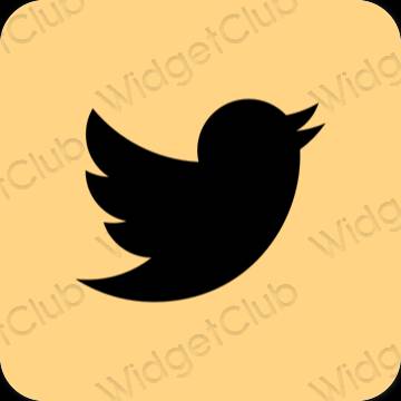 Estético naranja Twitter iconos de aplicaciones