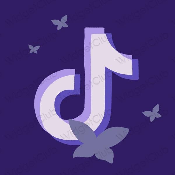 Estetyka fioletowy TikTok ikony aplikacji