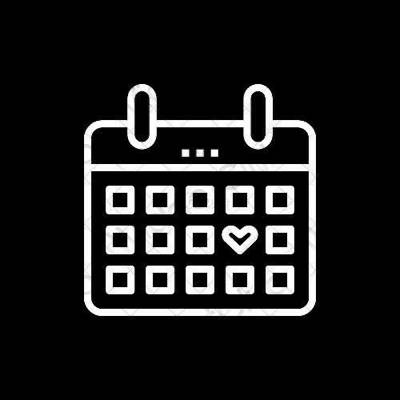 Esztétika fekete Calendar alkalmazás ikonok