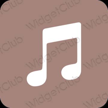 Estetis cokelat Apple Music ikon aplikasi