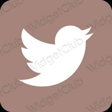 Estetický hnědý Twitter ikony aplikací