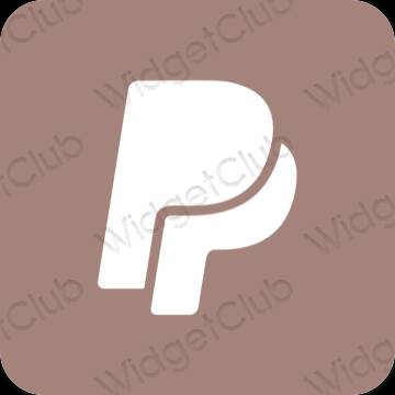 Esztétika barna Paypal alkalmazás ikonok