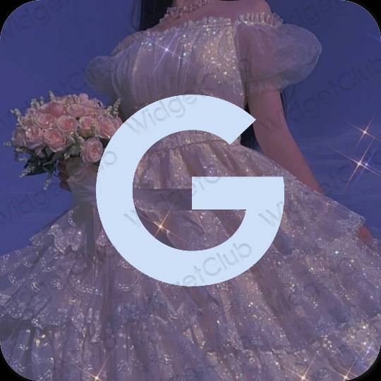 Estetisk pastellblå Google app ikoner