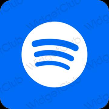 Estetinis neoninė mėlyna Spotify programėlių piktogramos