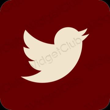 Estetické hnedá Twitter ikony aplikácií