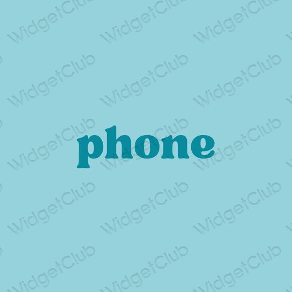 Estetis biru pastel Phone ikon aplikasi