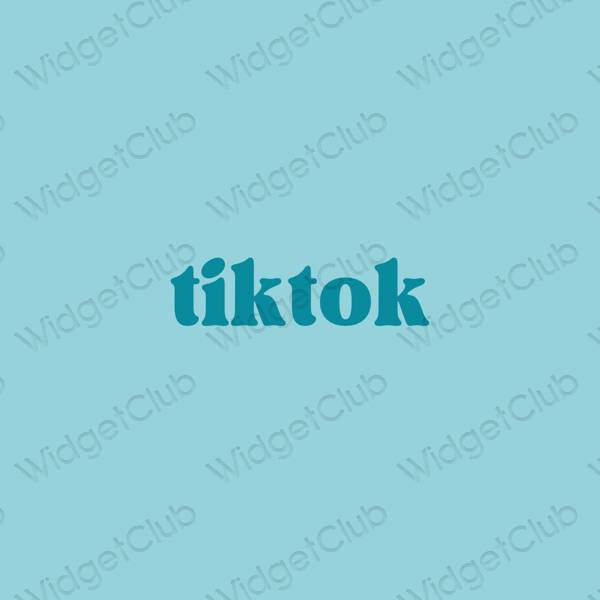 زیبایی شناسی آبی پاستلی TikTok آیکون های برنامه