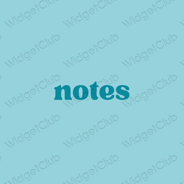 Αισθητικός παστέλ μπλε Notes εικονίδια εφαρμογών