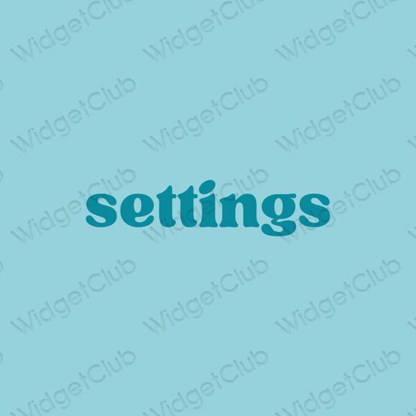 Esthétique bleu pastel Settings icônes d'application
