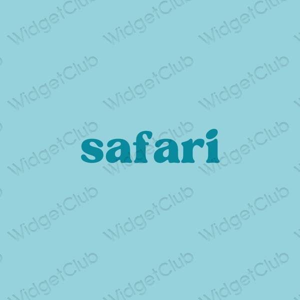 Estetické pastelovo modrá Safari ikony aplikácií