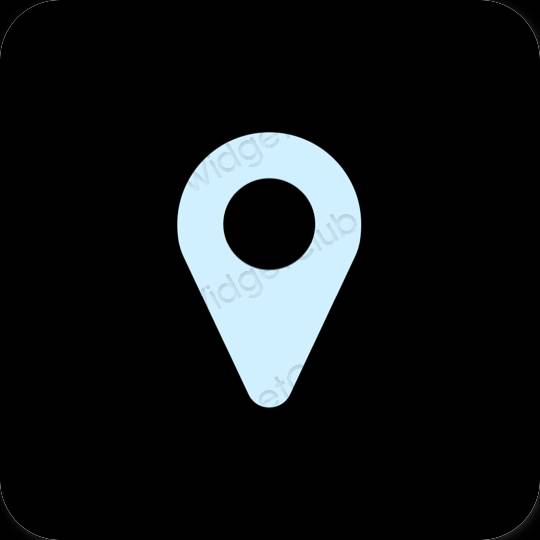 Estético Preto Waze ícones de aplicativos