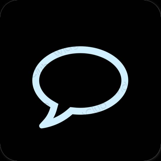 Estético negro Messages iconos de aplicaciones